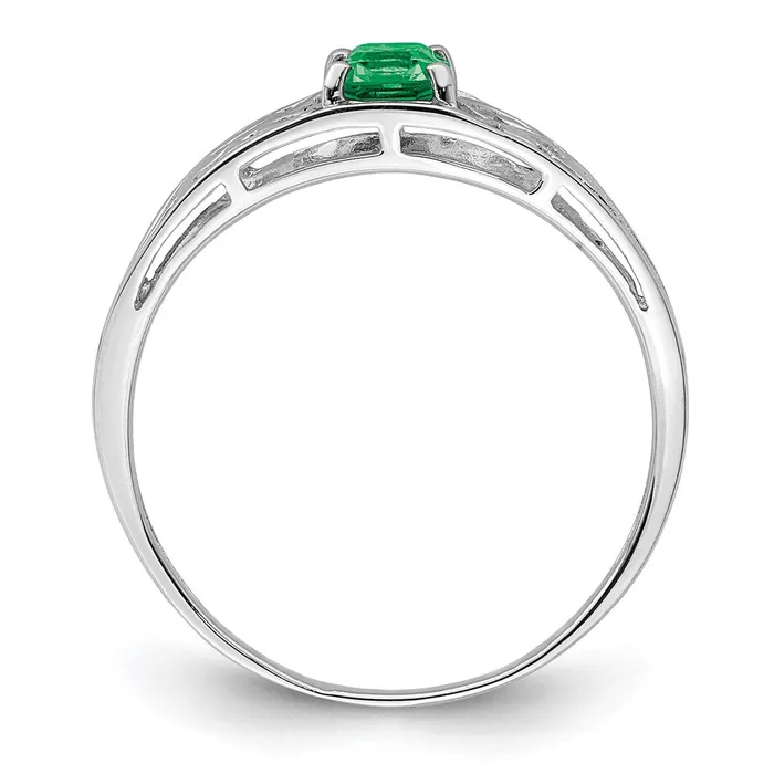 Goldia Rings Sterling Silver Rhodium Plated Emerald Ring