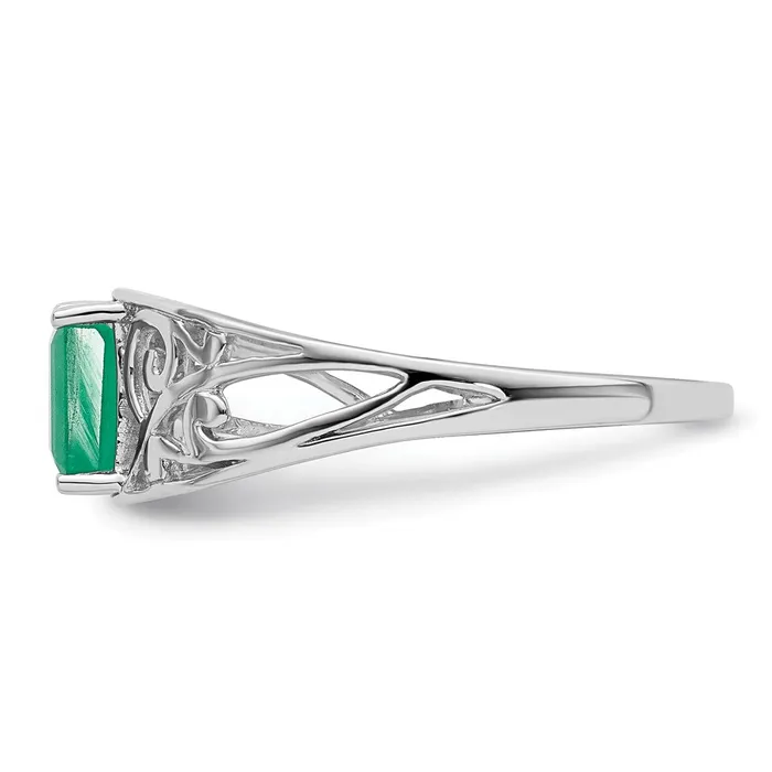 Goldia Rings Sterling Silver Rhodium Plated Emerald Ring
