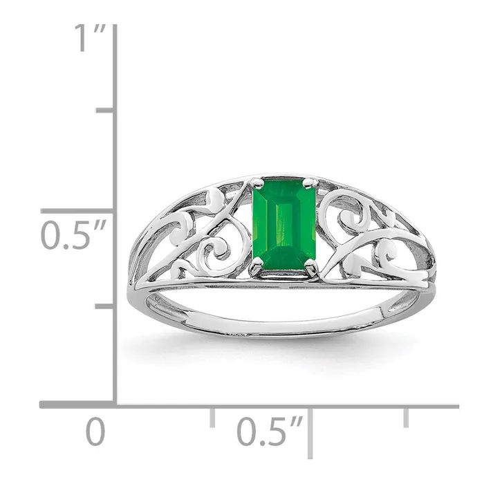 Goldia Rings Sterling Silver Rhodium Plated Emerald Ring