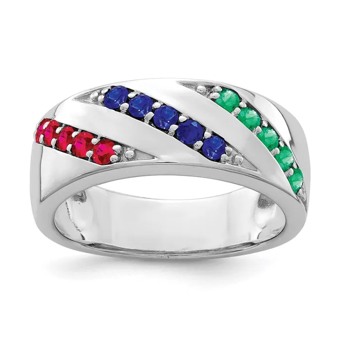 Goldia Rings Sterling Silver Rhodiumplated Emerald Ruby u0026 Sapphire Ring