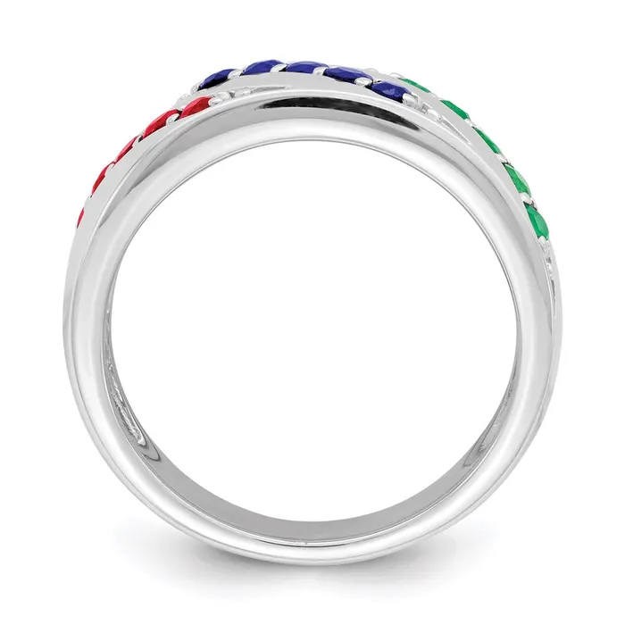 Goldia Rings Sterling Silver Rhodiumplated Emerald Ruby u0026 Sapphire Ring