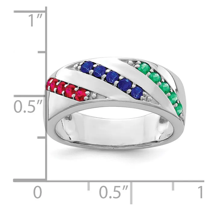 Goldia Rings Sterling Silver Rhodiumplated Emerald Ruby u0026 Sapphire Ring