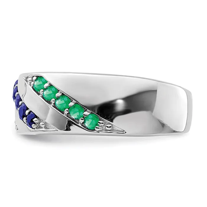 Goldia Rings Sterling Silver Rhodiumplated Emerald Ruby u0026 Sapphire Ring