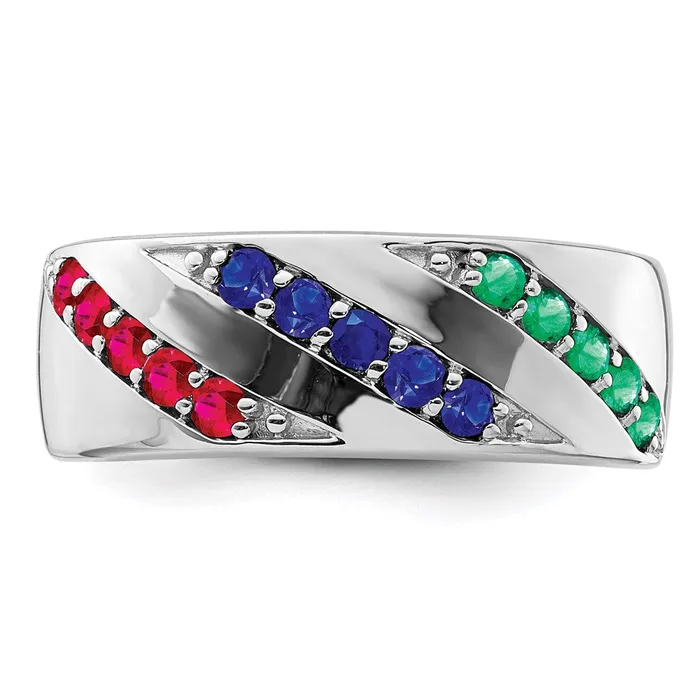 Goldia Rings Sterling Silver Rhodiumplated Emerald Ruby u0026 Sapphire Ring