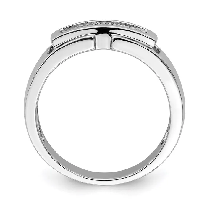 Goldia Rings Sterling Silver Rhodium Plated Mens Polished Diamond Ring