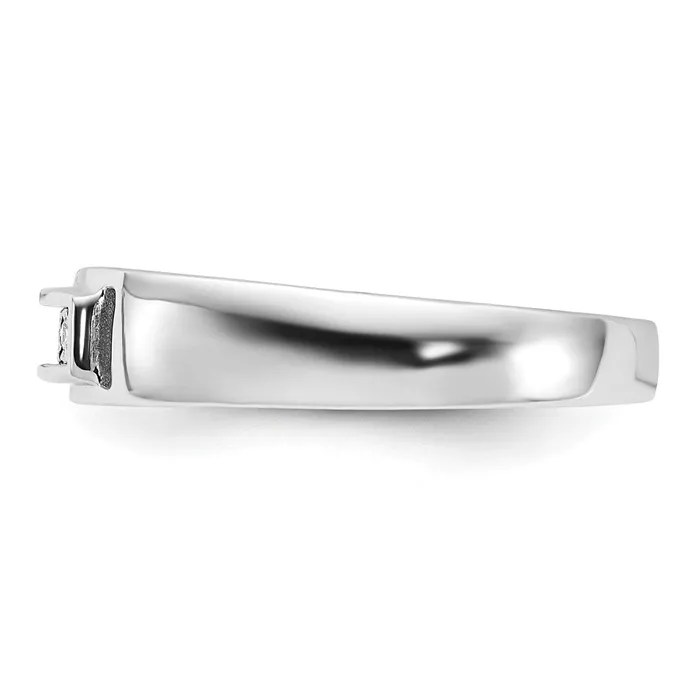 Goldia Rings Sterling Silver Rhodium Plated Mens Polished Diamond Ring