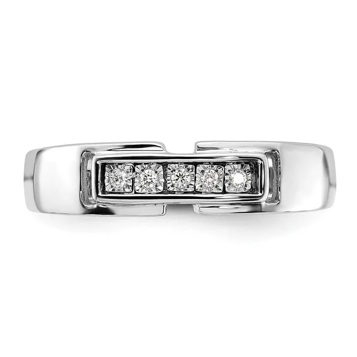 Goldia Rings Sterling Silver Rhodium Plated Mens Polished Diamond Ring
