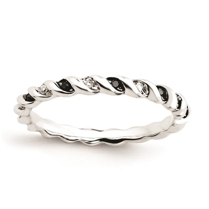 Goldia Rings Sterling Silver Stackable Expressions Black u0026 White Diamond Ring