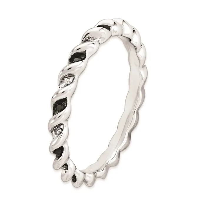 Goldia Rings Sterling Silver Stackable Expressions Black u0026 White Diamond Ring