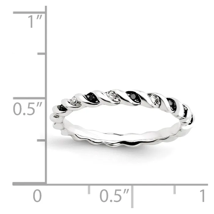 Goldia Rings Sterling Silver Stackable Expressions Black u0026 White Diamond Ring