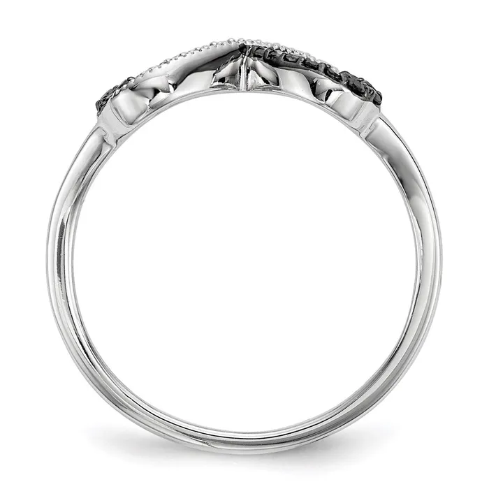 Goldia Rings White Night Sterling Silver Rhodiumplated Black and White Diamond Double Heart Infinity Ring