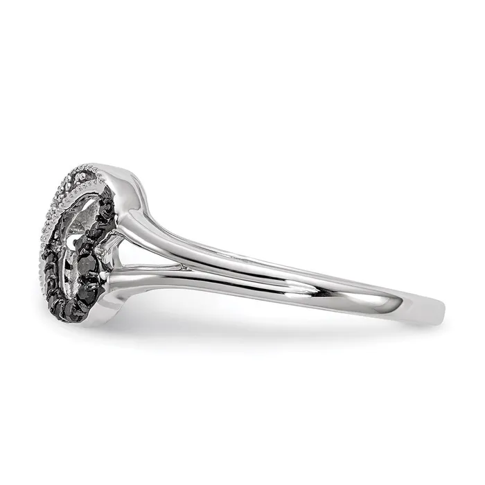 Goldia Rings White Night Sterling Silver Rhodiumplated Black and White Diamond Double Heart Infinity Ring