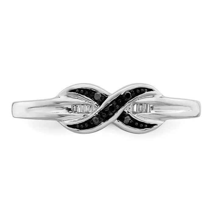 Goldia Rings White Night Sterling Silver Rhodiumplated Black and White Diamond Ring