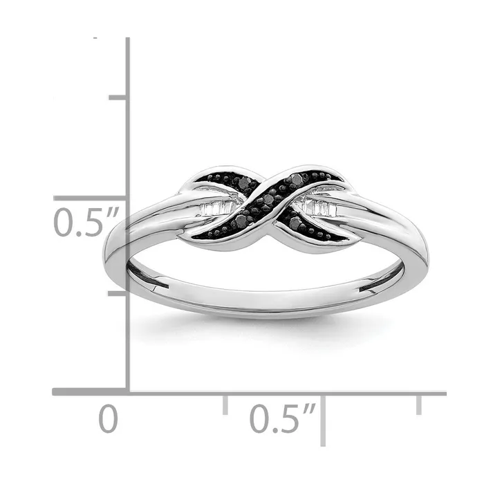 Goldia Rings White Night Sterling Silver Rhodiumplated Black and White Diamond Ring