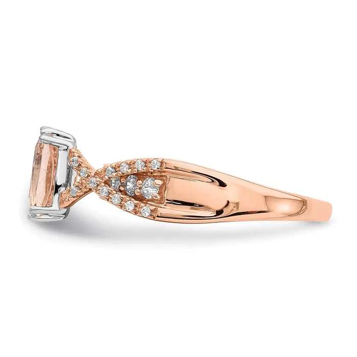 Goldia Solid 14k Rose Gold Morganite Simulated CZ Engagement Ring Rings