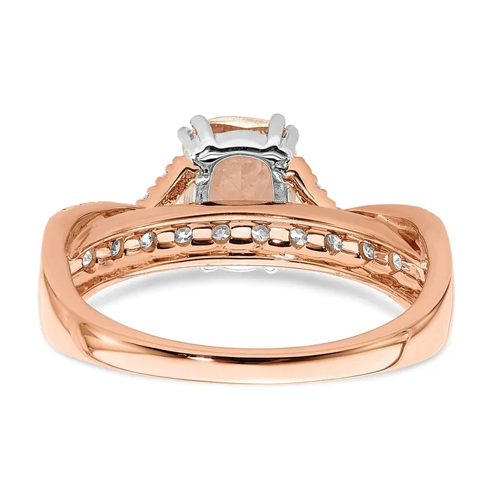 Goldia Solid 14k Rose Gold Morganite Simulated CZ Engagement Ring Rings