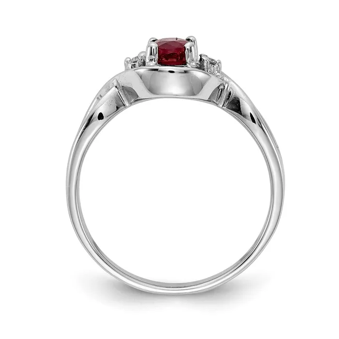 Goldia Solid 14k White Gold 6x4mm Oval Simulated Ruby A CZ Ring Rings