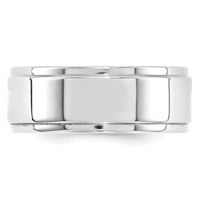 Goldia Solid 14K White Gold 8mm Flat with Step Edge MensWomens Wedding Band Ring Size 10 Rings Goldia Solid 14K White Gold 8mm Flat with Step Edge MensWomens Wedding Band Ring Size 10 Rings
