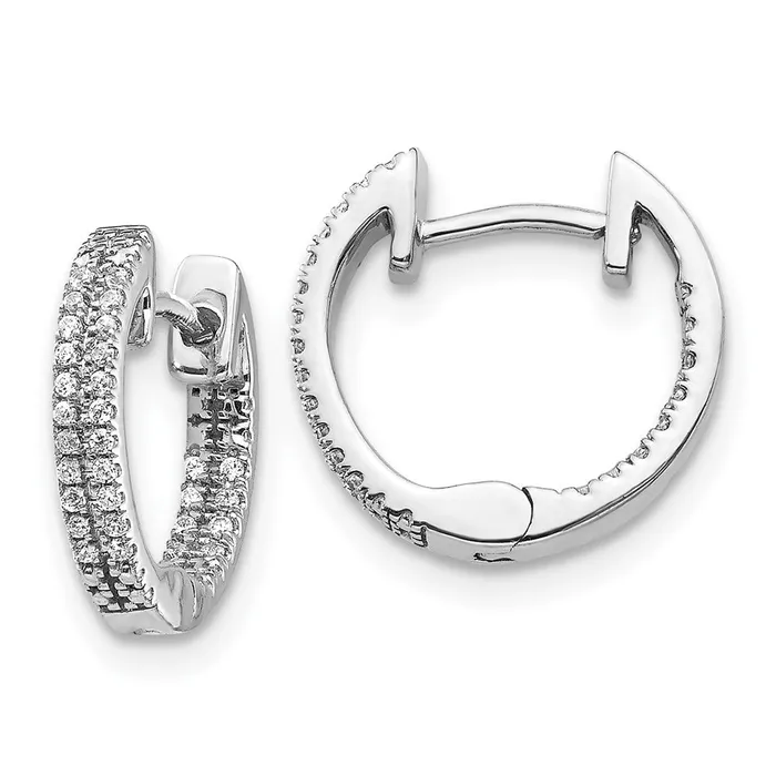 Goldia Solid 14k White Gold InOut Simulated CZ Hinged Hoop Earrings Earrings Goldia Solid 14k White Gold InOut Simulated CZ Hinged Hoop Earrings Earrings