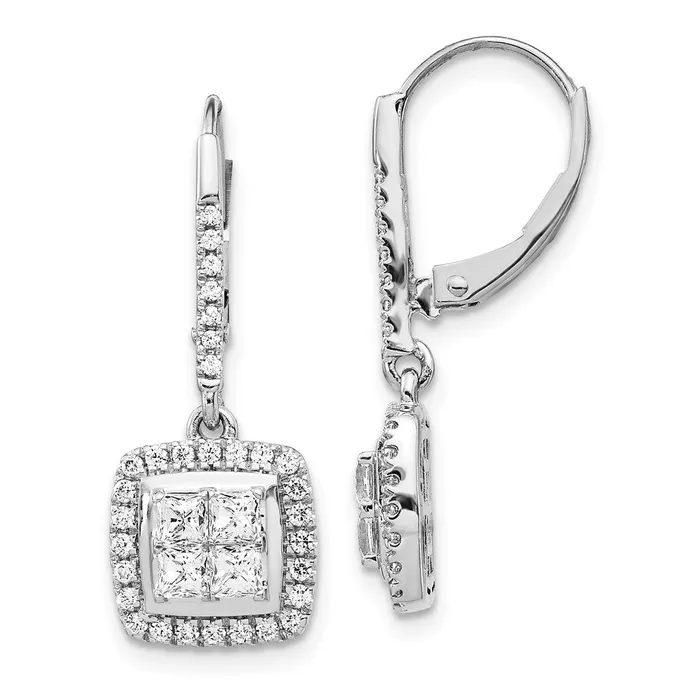 Goldia Solid 14k White Gold Simulated CZ Cluster LeverbacK Earrings Earrings Goldia Solid 14k White Gold Simulated CZ Cluster LeverbacK Earrings Earrings