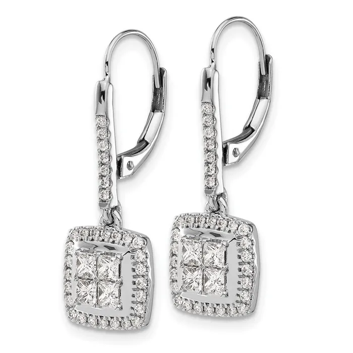 Goldia Solid 14k White Gold Simulated CZ Cluster LeverbacK Earrings Earrings