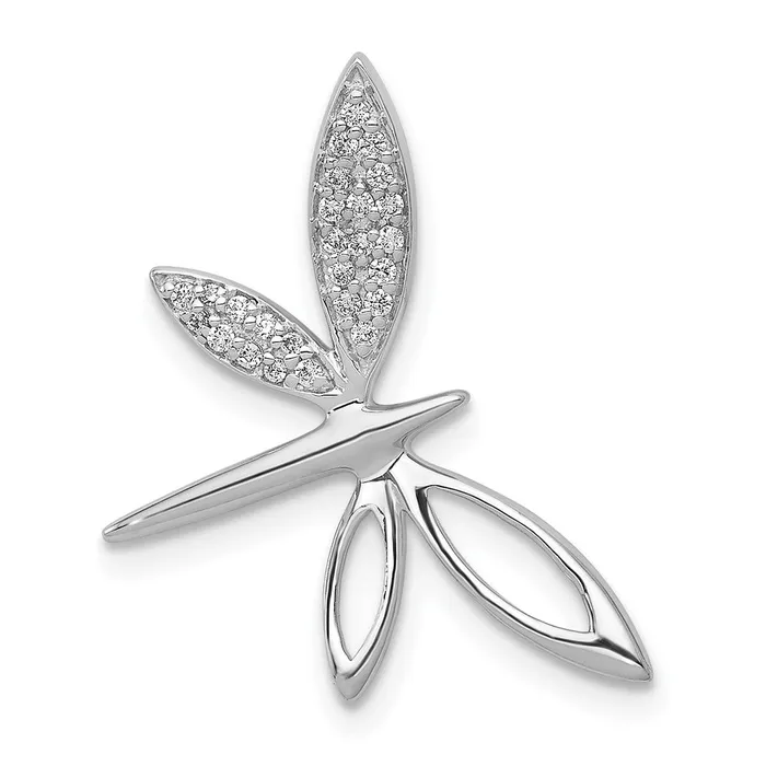 Goldia Solid 14k White Gold Simulated CZ Dragonfly Chain Slide Necklaces