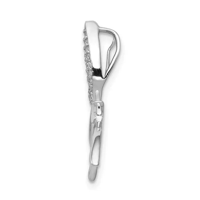 Goldia Solid 14k White Gold Simulated CZ Dragonfly Chain Slide Necklaces