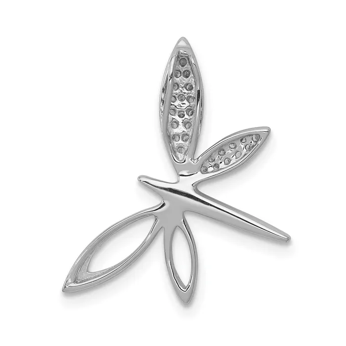 Goldia Solid 14k White Gold Simulated CZ Dragonfly Chain Slide Necklaces