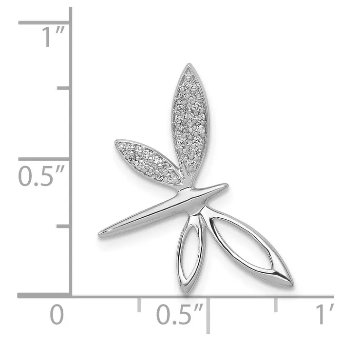 Goldia Solid 14k White Gold Simulated CZ Dragonfly Chain Slide Necklaces