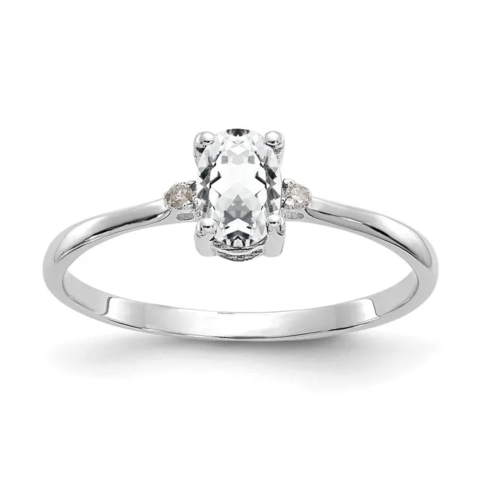 Goldia Solid 14k White Gold Simulated CZ Topaz Birthstone Ring Rings