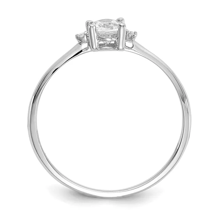 Goldia Solid 14k White Gold Simulated CZ Topaz Birthstone Ring Rings