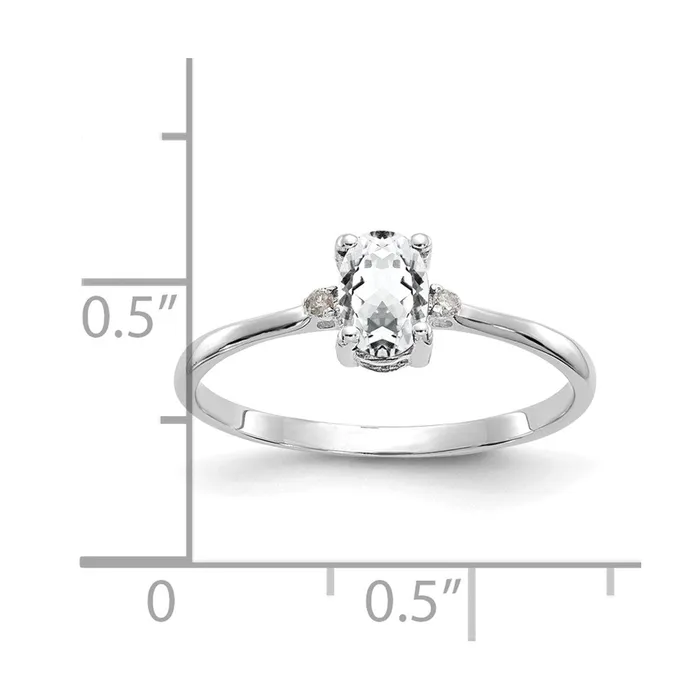 Goldia Solid 14k White Gold Simulated CZ Topaz Birthstone Ring Rings