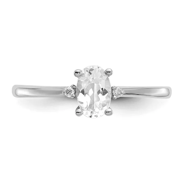 Goldia Solid 14k White Gold Simulated CZ Topaz Birthstone Ring Rings
