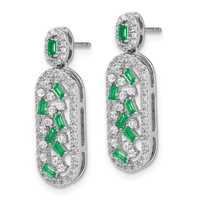 Goldia Solid 14k White Gold Simulated Emerald and CZ Earrings Earrings Goldia Solid 14k White Gold Simulated Emerald and CZ Earrings Earrings