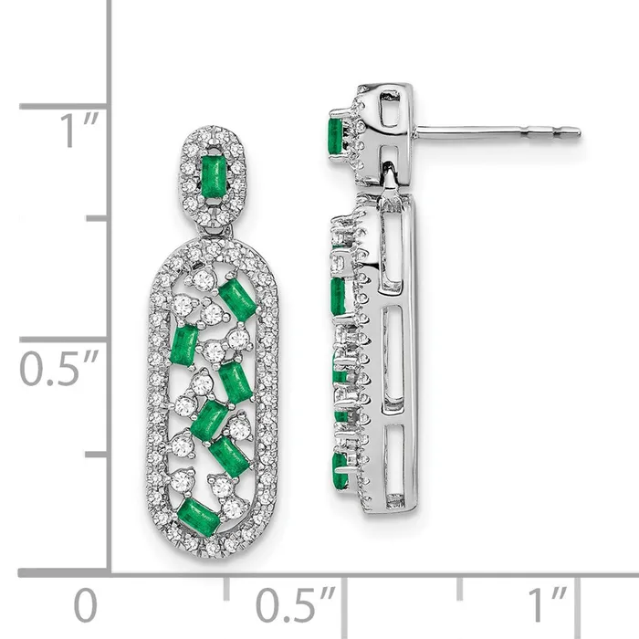 Goldia Solid 14k White Gold Simulated Emerald and CZ Earrings Earrings Goldia Solid 14k White Gold Simulated Emerald and CZ Earrings Earrings