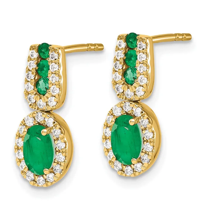 Goldia Solid 14k Yellow Gold 13Ct Simulated CZ and Emerald Earrings Earrings