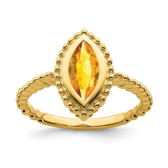 Goldia Solid 14k Yellow Gold Marquise Simulated Citrine Ring Rings