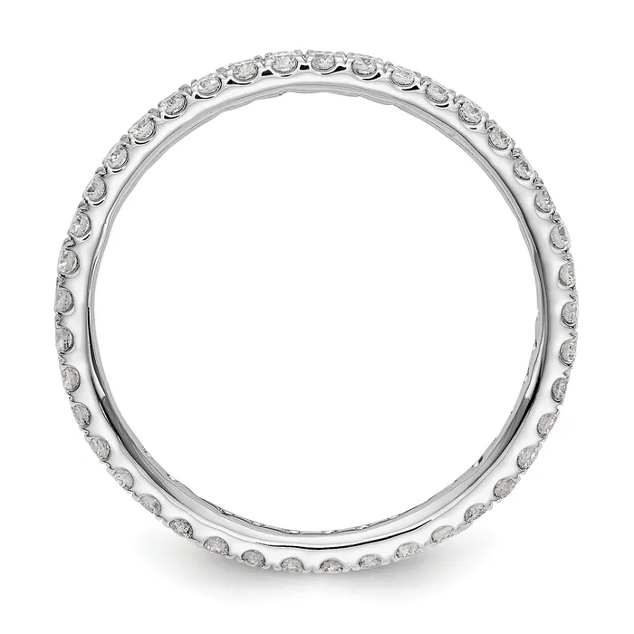 Goldia Solid Real 14k White Gold Polished U Shared Prong 12ct CZ Eternity Wedding Band Ring Rings