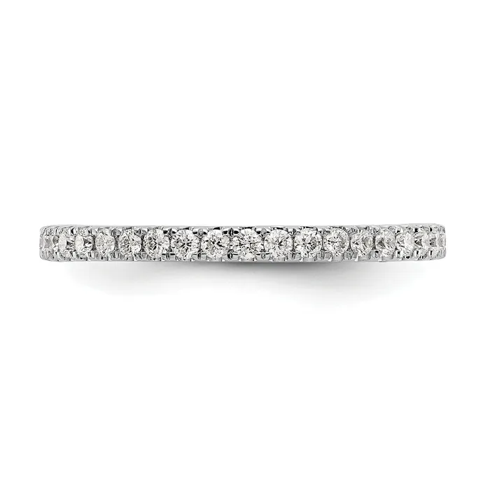 Goldia Solid Real 14k White Gold Polished U Shared Prong 12ct CZ Eternity Wedding Band Ring Rings