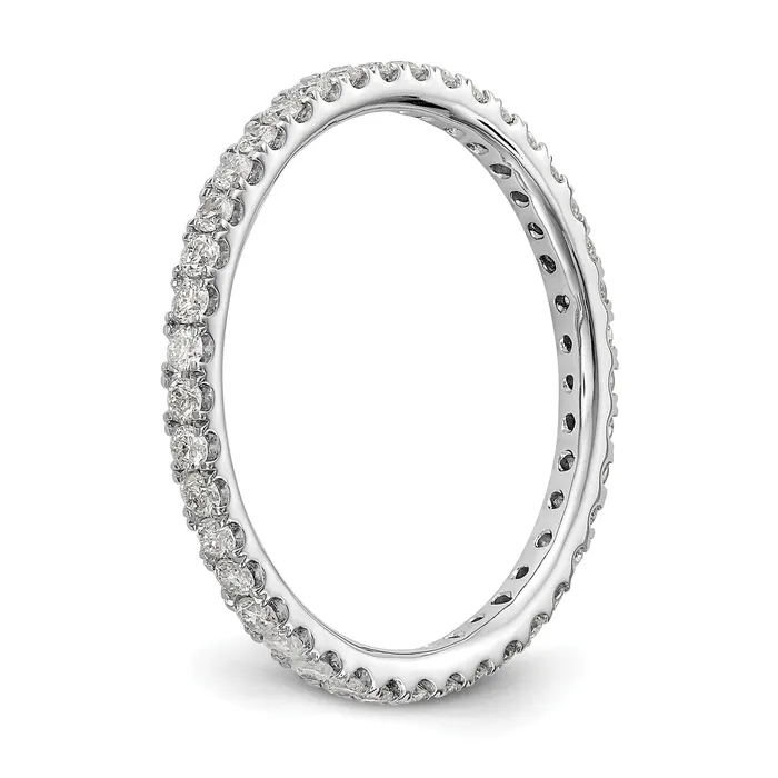 Goldia Solid Real 14k White Gold Polished U Shared Prong 12ct CZ Eternity Wedding Band Ring Rings