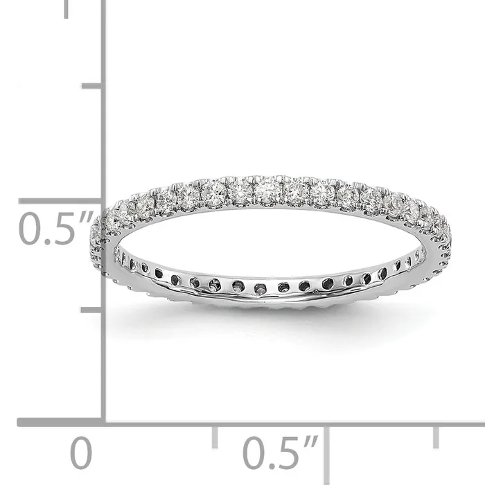 Goldia Solid Real 14k White Gold Polished U Shared Prong 12ct CZ Eternity Wedding Band Ring Rings