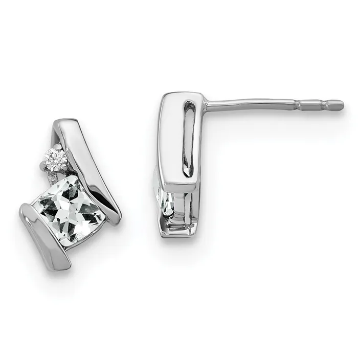 Goldia Sterling Silver Antique Cushion White Topaz and Real Diamond Earrings Earrings Goldia Sterling Silver Antique Cushion White Topaz and Real Diamond Earrings Earrings