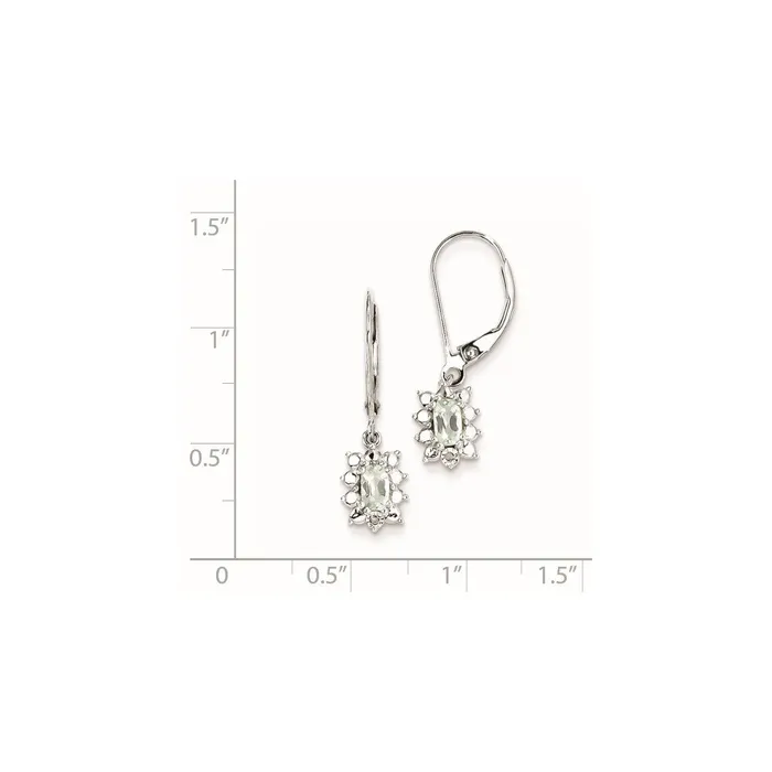 Goldia Sterling Silver Green Quartz Diamond Earrings Earrings