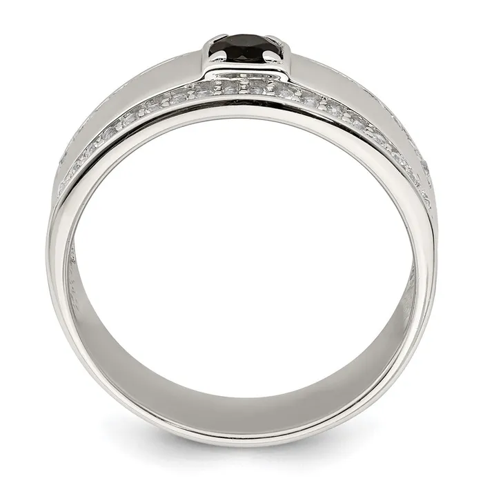 Goldia Sterling Silver Mens Onyx and White Topaz Ring Rings