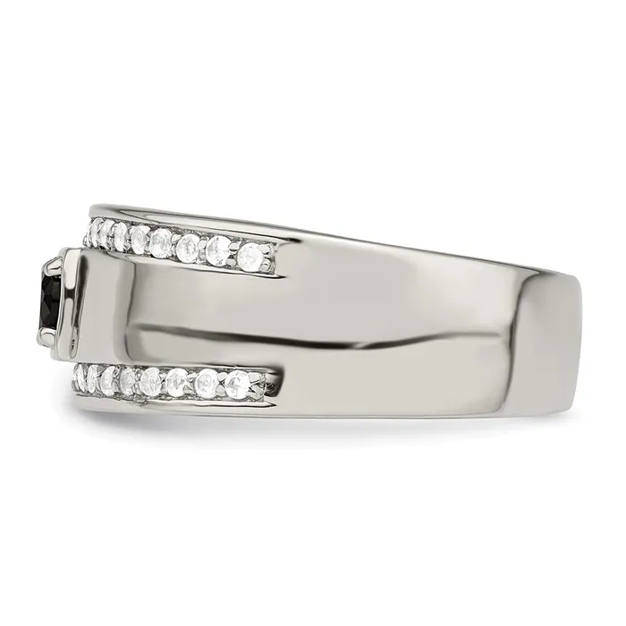 Goldia Sterling Silver Mens Onyx and White Topaz Ring Rings