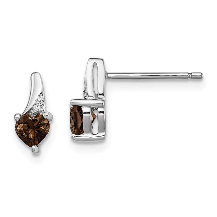 Goldia Sterling Silver Rhodiumplated Smoky Quartz Diamond Earrings Earrings