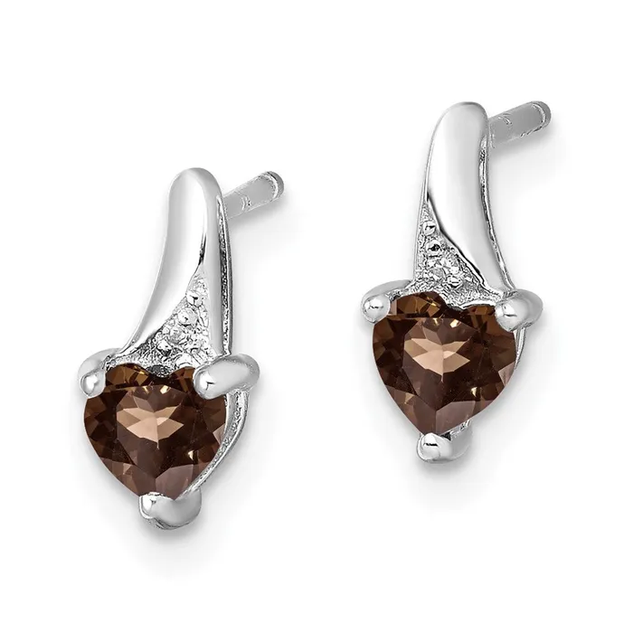 Goldia Sterling Silver Rhodiumplated Smoky Quartz Diamond Earrings Earrings