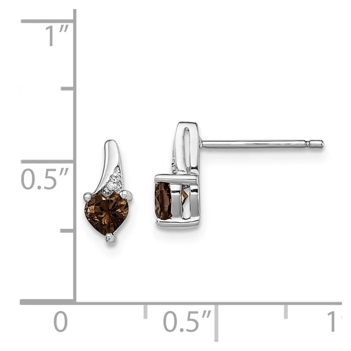 Goldia Sterling Silver Rhodiumplated Smoky Quartz Diamond Earrings Earrings