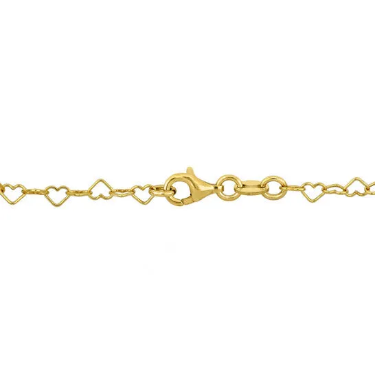 JMS always Bracelets Original Amour Pink Enamel Heart Charm Bracelet in Yellow Plated Sterling Silver