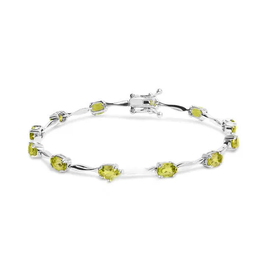 JMS always Bracelets Original Haus of Brilliance 925 Sterling Silver 5 12 Cttw Oval Shaped Created Green Peridot Link Bracelet 7 Inches JMS always Bracelets Original Haus of Brilliance 925 Sterling Silver 5 12 Cttw Oval Shaped Created Green Peridot Link Bracelet 7 Inches
